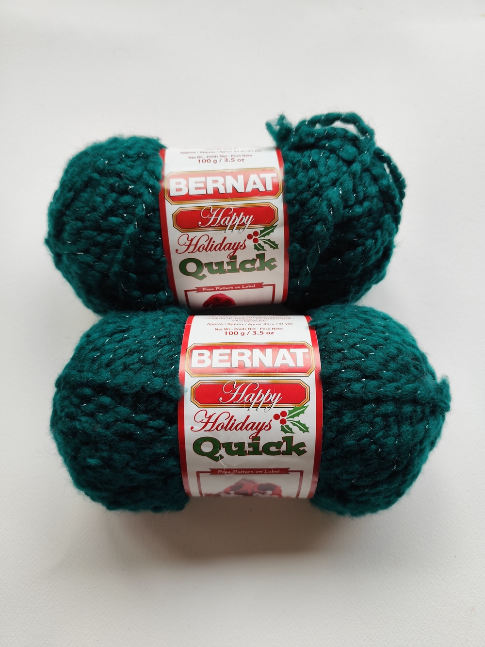 3/$25💙BERNAT Happy Holidays Quick Yarn - Teal Green Sparkle (2 Skeins)